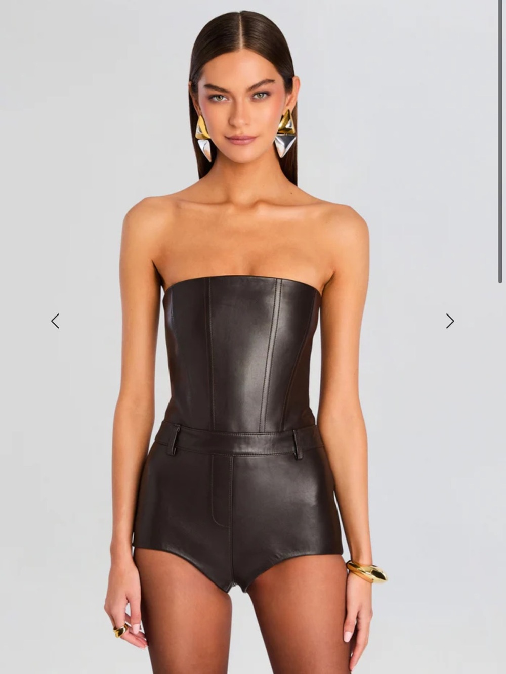 Retrofete Pernille Strapless Leather Romper
